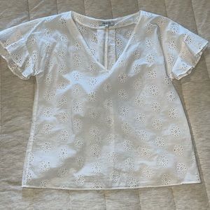 Madewell Eyelet Sundrift Ruffle Top